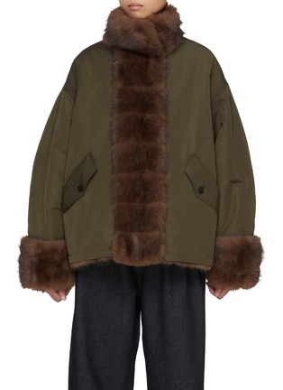 Main View - Click To Enlarge - LE17SEPTEMBRE - Reversible Horizontal Panel Faux Fur Jacket