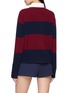 Back View - Click To Enlarge - SPORTY & RICH - Serif Logo Striped Cashmere Wool Knit Rugby Polo Sweater