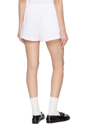 Back View - Click To Enlarge - SPORTY & RICH - NY Crest Embroidered Cotton Disco Shorts
