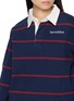  - SPORTY & RICH - Serif Logo Striped Cotton Rugby Polo Sweatshirt