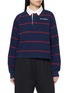 SPORTY & RICH Serif Logo Striped Cotton Rugby Polo Sweatshirt