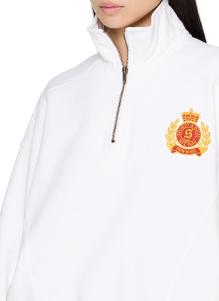  - SPORTY & RICH - NY Crest Embroidered Quarter Zip Cotton Sweatshirt