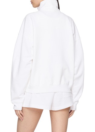 Back View - Click To Enlarge - SPORTY & RICH - NY Crest Embroidered Quarter Zip Cotton Sweatshirt