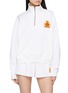 SPORTY & RICH NY Crest Embroidered Quarter Zip Cotton Sweatshirt