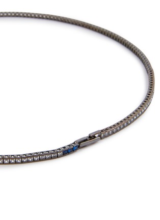 Detail View - Click To Enlarge - TATEOSSIAN - Black Rhodium Plated Sterling Silver With Blue Nano Stone Tennis Necklace