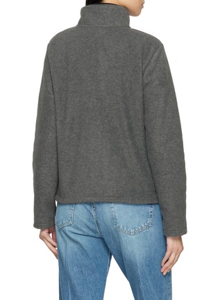 Back View - Click To Enlarge - SPORTY & RICH - Serif Logo Zipped Polar Fleece Jacket