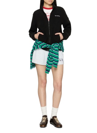 Figure View - Click To Enlarge - SPORTY & RICH - Serif Logo Zipped Polar Fleece Jacket