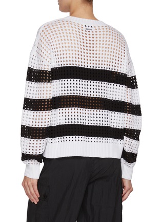 Back View - Click To Enlarge - CLOVE - Crochet Stripe Knit Sweater
