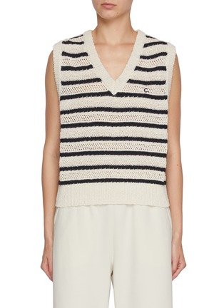 Main View - Click To Enlarge - CLOVE - Stripe Crochet Knit Vest