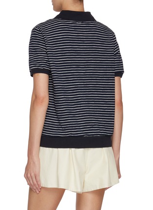 Back View - Click To Enlarge - CLOVE - Striped Open Collar T-shirt