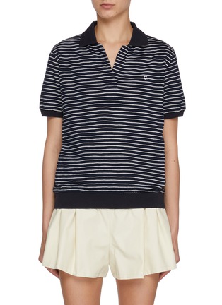 Main View - Click To Enlarge - CLOVE - Striped Open Collar T-shirt