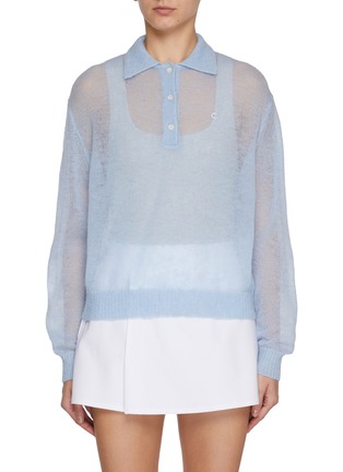 Main View - Click To Enlarge - CLOVE - Collared Sheer Knit Top