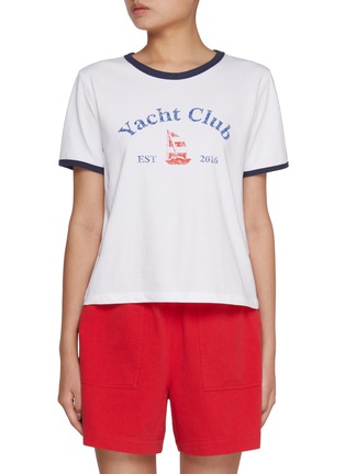 Main View - Click To Enlarge - CLOVE - Yacht Club Graphic Print Cotton Ringer T-Shirt