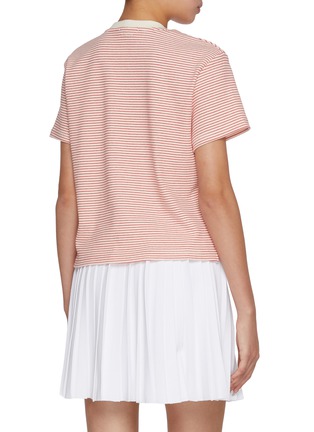 Back View - Click To Enlarge - CLOVE - Logo Embroidered Striped T-Shirt