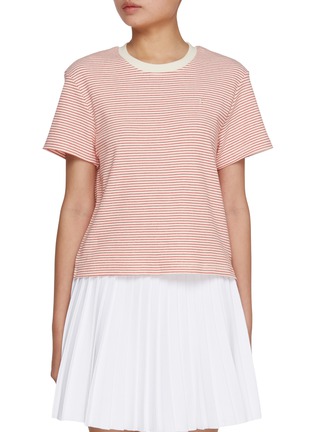 Main View - Click To Enlarge - CLOVE - Logo Embroidered Striped T-Shirt