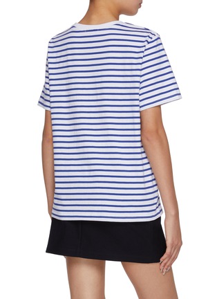 Back View - Click To Enlarge - CLOVE - Yacht Club Print Striped Cotton T-Shirt