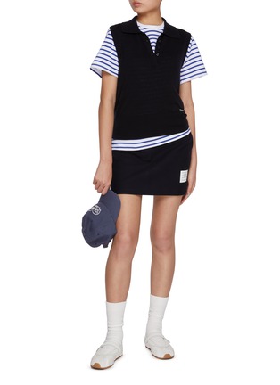 Figure View - Click To Enlarge - CLOVE - Yacht Club Print Striped Cotton T-Shirt