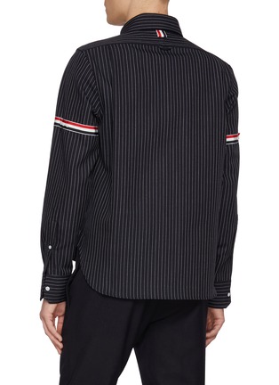 Back View - Click To Enlarge - THOM BROWNE - Pinstripe Round Collar Shirt