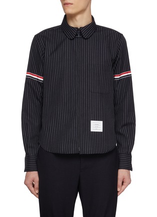 Main View - Click To Enlarge - THOM BROWNE - Pinstripe Round Collar Shirt