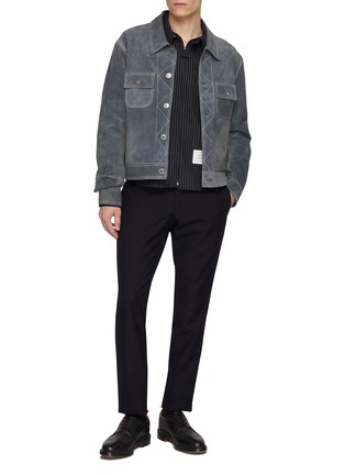 Figure View - Click To Enlarge - THOM BROWNE - Pinstripe Round Collar Shirt