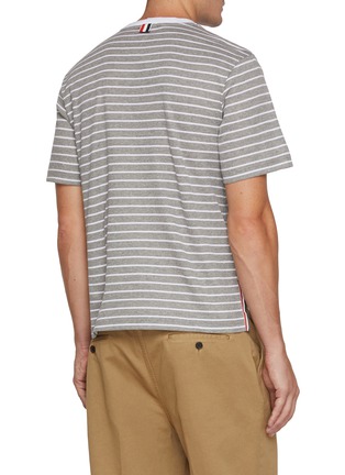 Back View - Click To Enlarge - THOM BROWNE - Striped Pocket T-shirt
