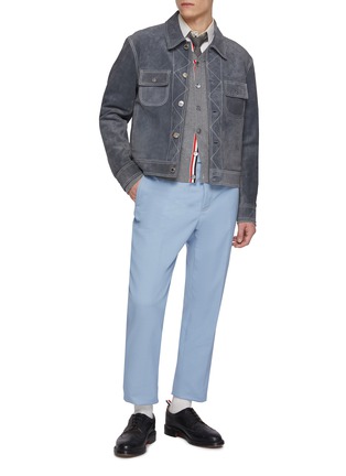 Figure View - Click To Enlarge - THOM BROWNE - Contrast Stitching Suede Utility Jacket
