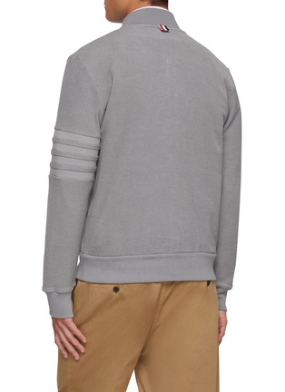 Back View - Click To Enlarge - THOM BROWNE - Seamed In 4 Bar Stripe Funnel Neck Cotton Jacket