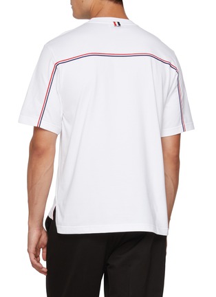 Back View - Click To Enlarge - THOM BROWNE - Striped Back Oversized Cotton T-Shirt