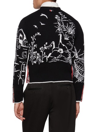 Back View - Click To Enlarge - THOM BROWNE - Geese Habitat Scenic Intarsia Cashmere Cardigan