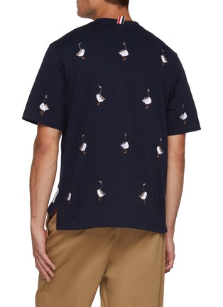 Back View - Click To Enlarge - THOM BROWNE - Geese Embroidered Cotton T-Shirt