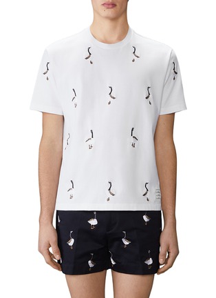 Detail View - Click To Enlarge - THOM BROWNE - All Over Embroidered Geese T-Shirt