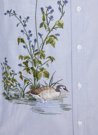  - THOM BROWNE - Goose Habitat Embroidered Cotton Oxford Shirt