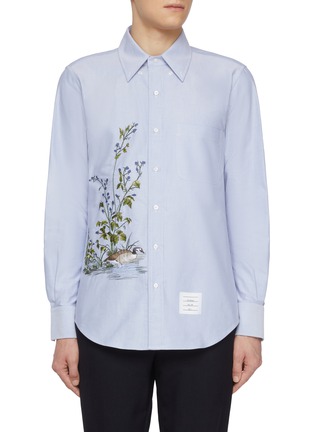 Main View - Click To Enlarge - THOM BROWNE - Goose Habitat Embroidered Cotton Oxford Shirt