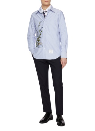 Figure View - Click To Enlarge - THOM BROWNE - Goose Habitat Embroidered Cotton Oxford Shirt