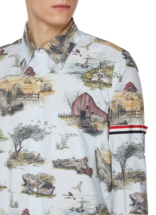  - THOM BROWNE - Scenic Geese Print Armband Cotton Shirt