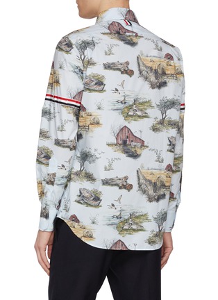 Back View - Click To Enlarge - THOM BROWNE - Scenic Geese Print Armband Cotton Shirt