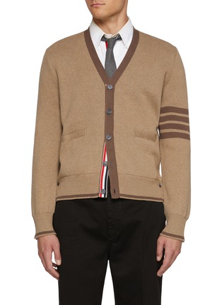 Main View - Click To Enlarge - THOM BROWNE - 4 Bar V-Neck Cotton Cardigan