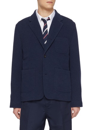 Main View - Click To Enlarge - THOM BROWNE - Single Breasted Cotton Wool Cashmere Sack Jacket