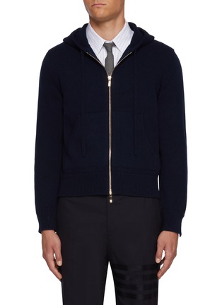 Main View - Click To Enlarge - THOM BROWNE - Geese Intarsia Zip Up Wool Hoodie