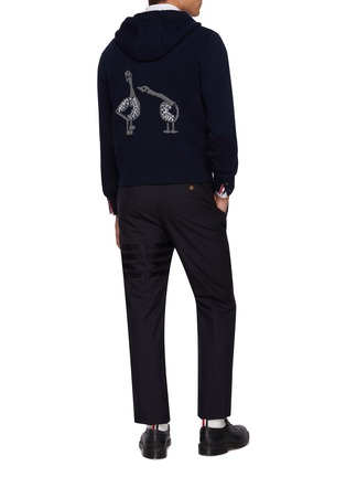 Figure View - Click To Enlarge - THOM BROWNE - Geese Intarsia Zip Up Wool Hoodie