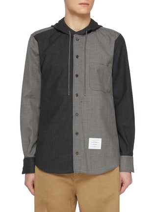 Main View - Click To Enlarge - THOM BROWNE - Funmix Hooded Wool Shirt