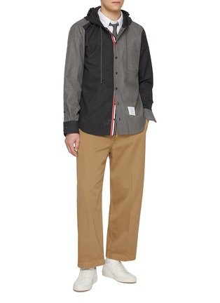 Figure View - Click To Enlarge - THOM BROWNE - Funmix Hooded Wool Shirt