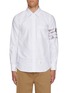 Main View - Click To Enlarge - THOM BROWNE - Geese Embroidered Pinstripe Cotton Oxford Shirt