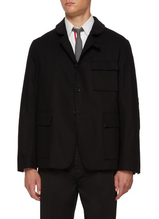 Main View - Click To Enlarge - THOM BROWNE - Flap Pocket Single Breasted Cotton Blazer