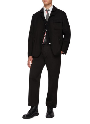 Figure View - Click To Enlarge - THOM BROWNE - Flap Pocket Single Breasted Cotton Blazer
