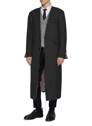 Detail View - Click To Enlarge - THOM BROWNE - Deconstructed Raw Seam Wool Coat