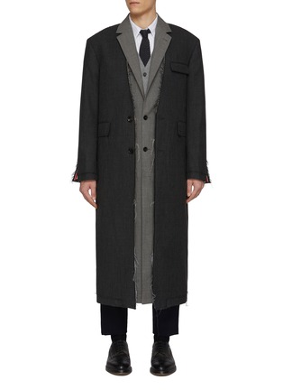 Main View - Click To Enlarge - THOM BROWNE - Deconstructed Raw Seam Wool Coat