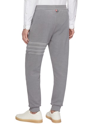 Back View - Click To Enlarge - THOM BROWNE - Seamed 4 Bar Stripe Cotton Sweatpants