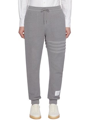 Main View - Click To Enlarge - THOM BROWNE - Seamed 4 Bar Stripe Cotton Sweatpants