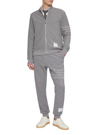 Figure View - Click To Enlarge - THOM BROWNE - Seamed 4 Bar Stripe Cotton Sweatpants